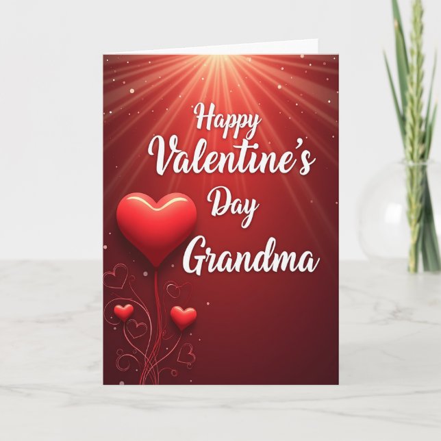 Valentines Day Grandma Red Heart Card (Front)