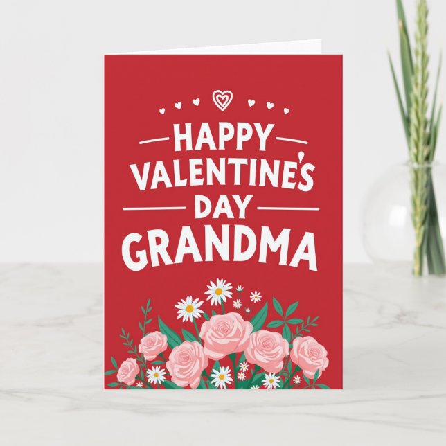 Valentines Day Grandma Roses Card (Front)