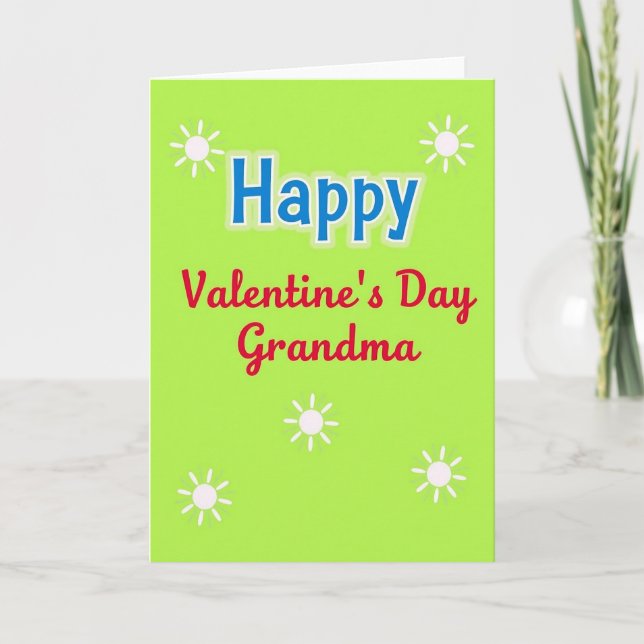 Valentines Day Grandma Sun Pattern Card (Front)