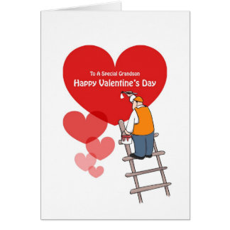 Valentine's Day Grandson Cards, Red Hearts Card