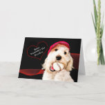 VALENTINE'S DAY - GRANDSON - DOG WITH BASEBALL HOLIDAY CARD