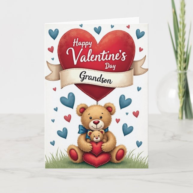 Valentines Day Grandson Heart Card (Front)
