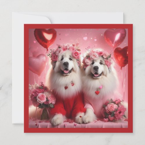 Valentines Day Great Pyrenees Couple Holiday Card