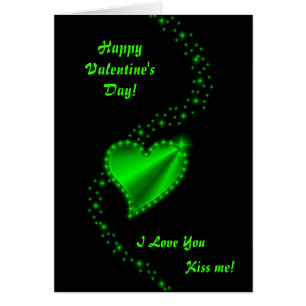 Valentine's Day - green Rainbow heart on black Cards