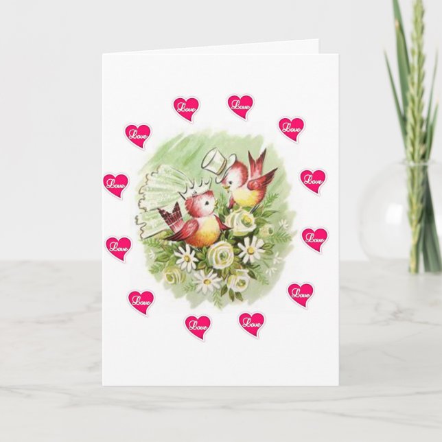 Valentine's Day Greeting Card Bird Vintage (Front)