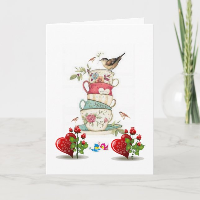 Valentine's Day Greeting Card Bird Vintage (Front)