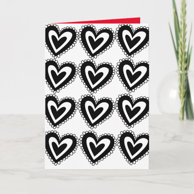 Valentine's Day Greeting Card Black Hearts (Front)