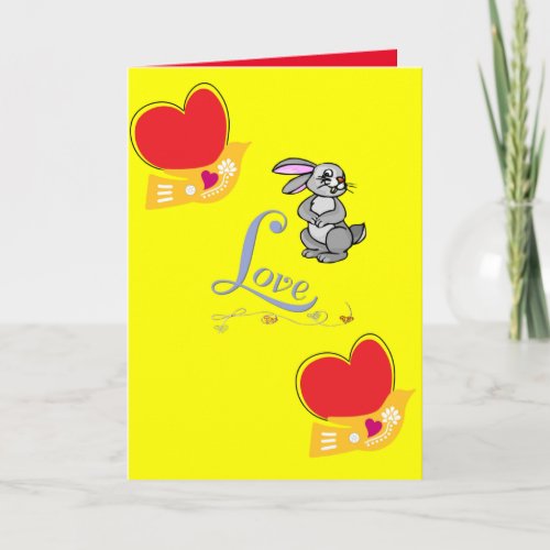 Valentines Day Greeting Card Bunny Rabbit Love 