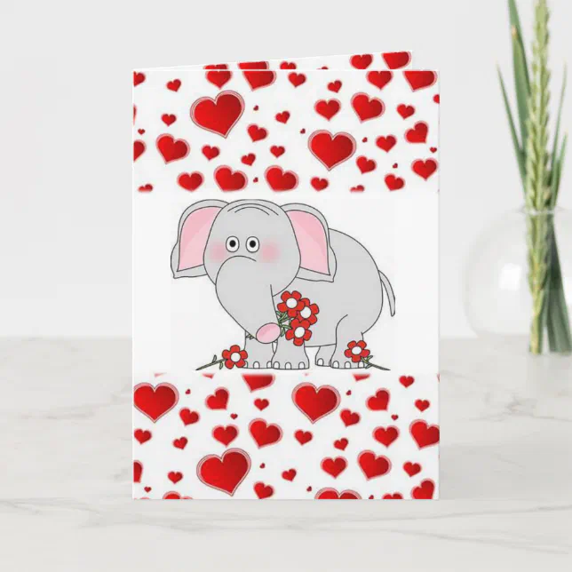 Valentine's Day Greeting Card Elephant | Zazzle