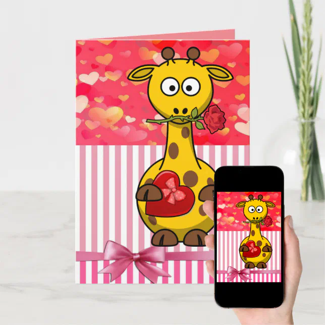 Valentine's Day Greeting Card Giraffe | Zazzle