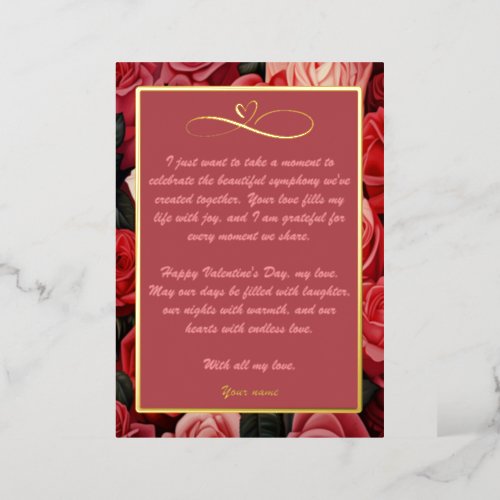 Valentines Day Greeting Card Infinite Love Roses
