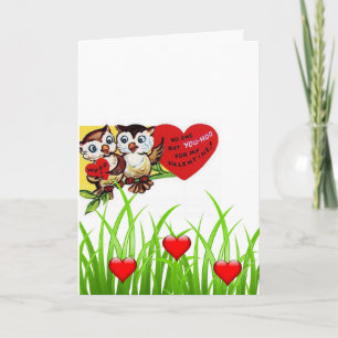 Valentine's Day Greeting Card Owl Vintage