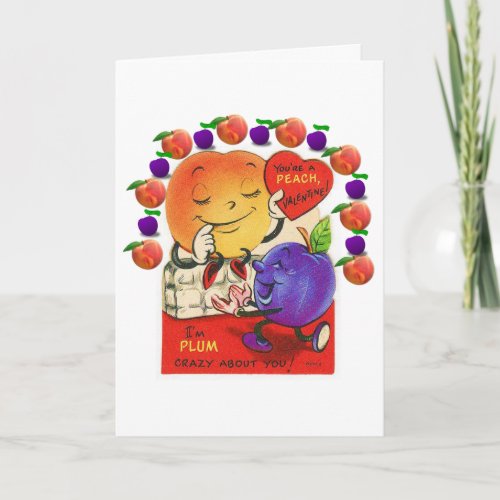 Valentines Day Greeting Card Peach Plum