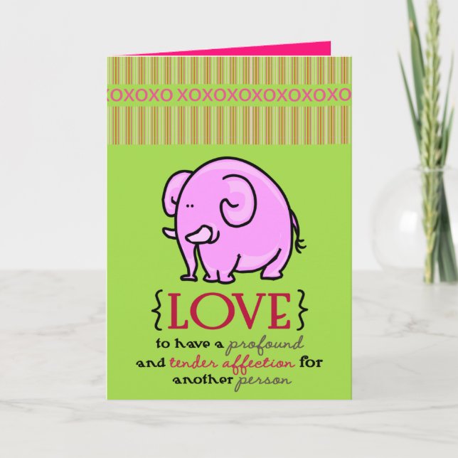 Valentine's Day Greeting Card Pink Elephant  (Front)