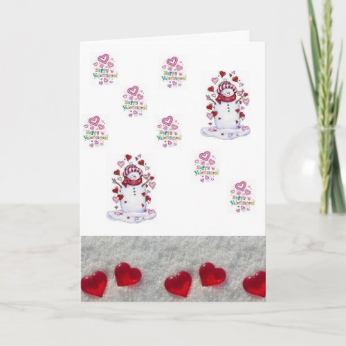 Valentines Day Greeting Card Snowman