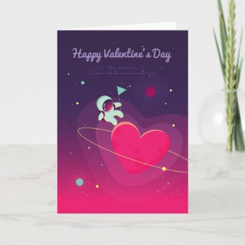 Valentine's Day Greeting Card With Astronaut by Pick_Up_Me at Zazzle