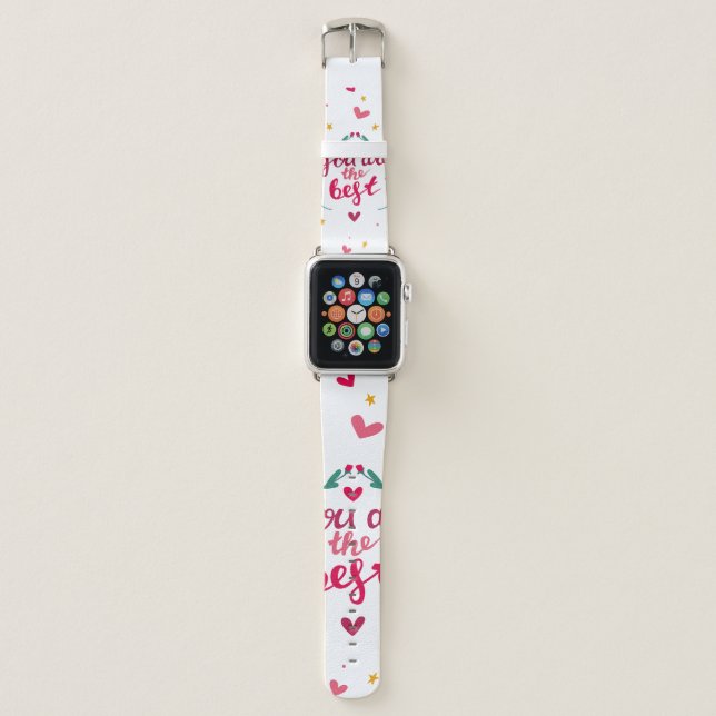 Valentine's day greeting card with hearts,  flower apple watch band (Front)