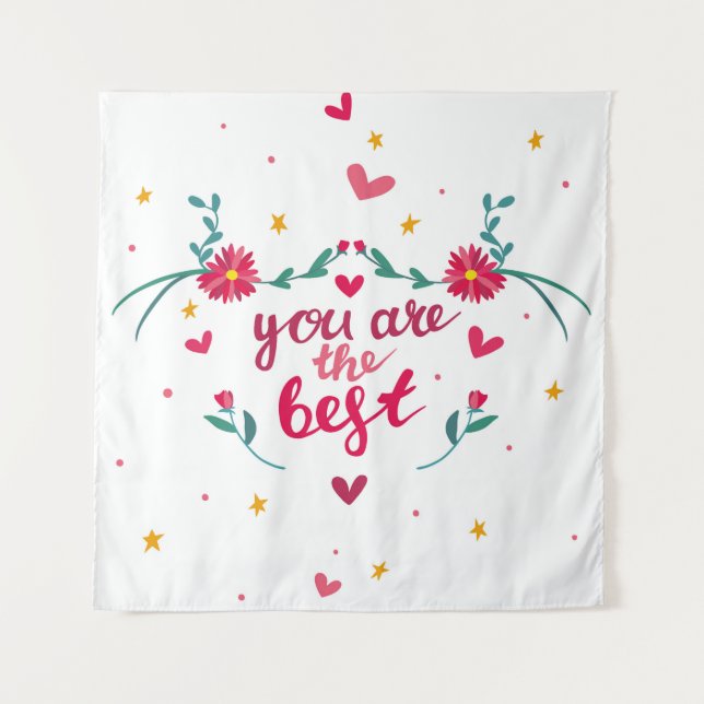 Valentine's day greeting card with hearts,  flower tapestry (Front)