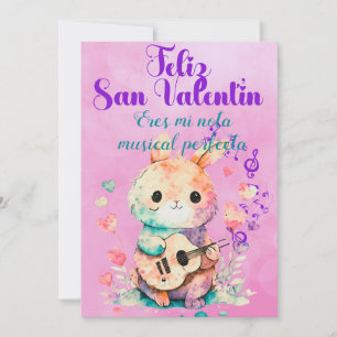 Valentine's Day Greeting Little Guitarist Rabbit Holiday Card