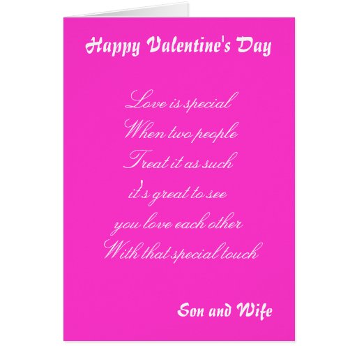 Valentine's day greetings cards-son and wife | Zazzle