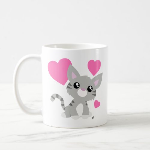 Valentines Day Grey Kitty Mug