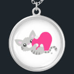 Valentine's Day Grey Kitty Necklace<br><div class="desc">Whether for Valentine's Day,  or just because you love kitties and hearts,  this cute little kitty necklace will accent any outfit!...  Keep it as is,  or customize it! (Featuring original art by ToonBug.com/David Magliocco).</div>