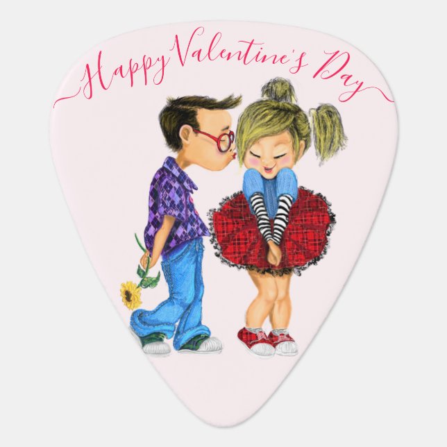 Valentine's Day Guitar Pick Couple Love Your Text (Front)