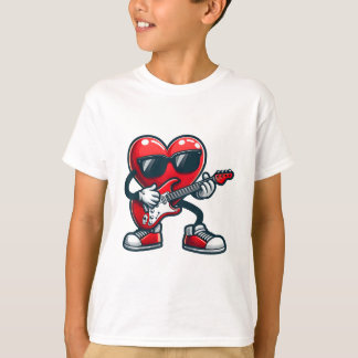 Valentines Day Guitar Playing Heart Toddler Boys T-Shirt