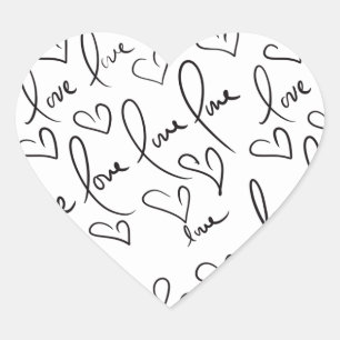 Valentines Day Hand Drawn Script Love Lettering Heart Sticker