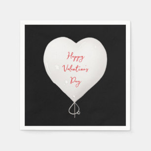 Valentine's Day happy heart custom black white red Napkins