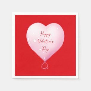 Valentine's Day happy heart custom bright red Napkins