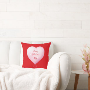 Valentine's Day happy heart custom bright red Throw Pillow