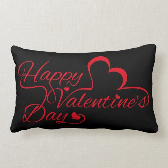 Valentine's Day "Happy Valentine's Day!" Red Lumbar Pillow
