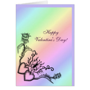 Valentine's Day - Heart and Butterfly on Rainbow Cards