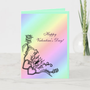 Valentine's Day - Heart and Butterfly on Rainbow Holiday Card