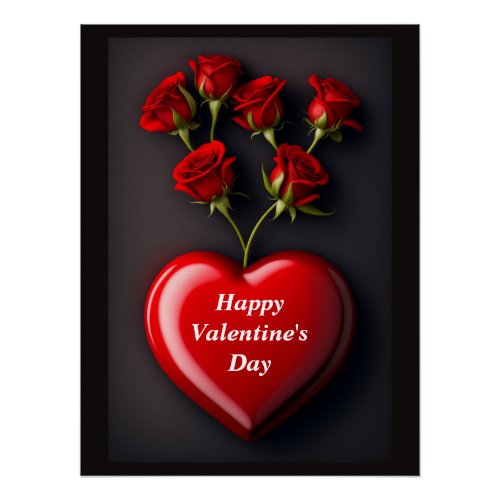 Valentines Day heart and roses Poster