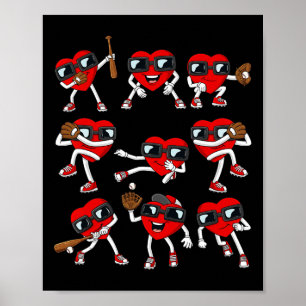 Valentines Day Heart Baseball Boys Kids  Poster