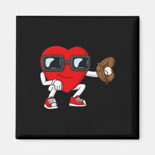 Valentines Day Heart Baseball Catcher Fun Boys Gir Magnet
