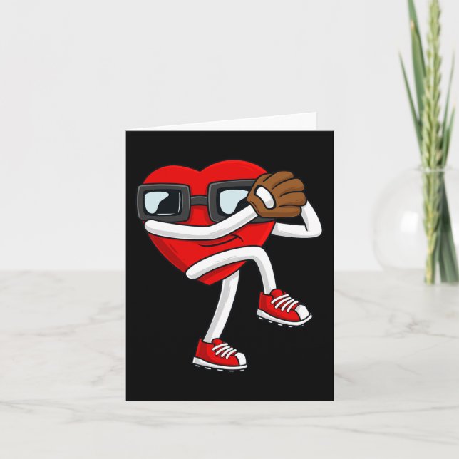 Valentines Day Heart Baseball Pitcher Fun Boys Gir Card (Front)
