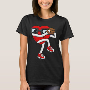 Valentines Day Heart Baseball Pitcher Fun Boys Gir T-Shirt
