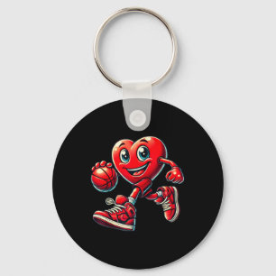 Valentines Day Heart Basketball Boys Girls Kids Me Keychain