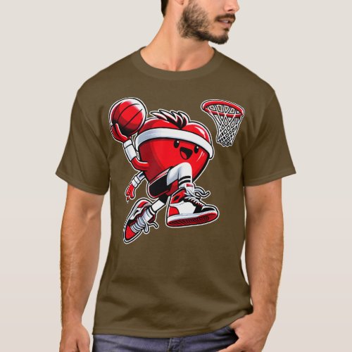 Valentines Day Heart Basketball Player Slam Dunkin T_Shirt