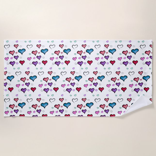 Valentine's Day heart Beach Towel (Front)