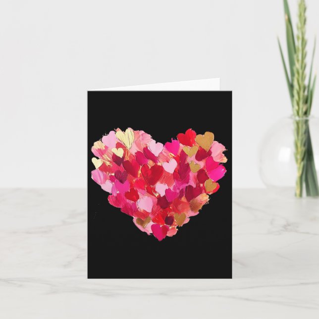 Valentines Day Heart Brushstroke Cute Girly Valent Card (Front)