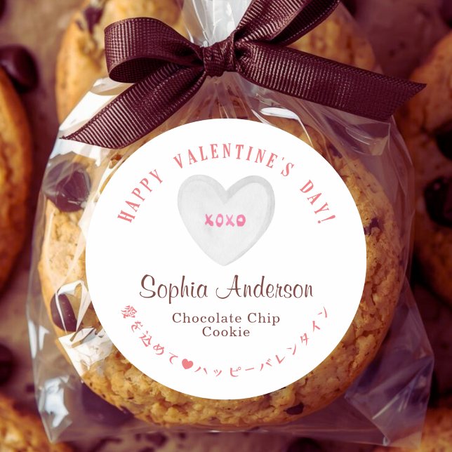 Valentine's Day Heart Candy XOXO Classic Round Sticker (Creator Uploaded)