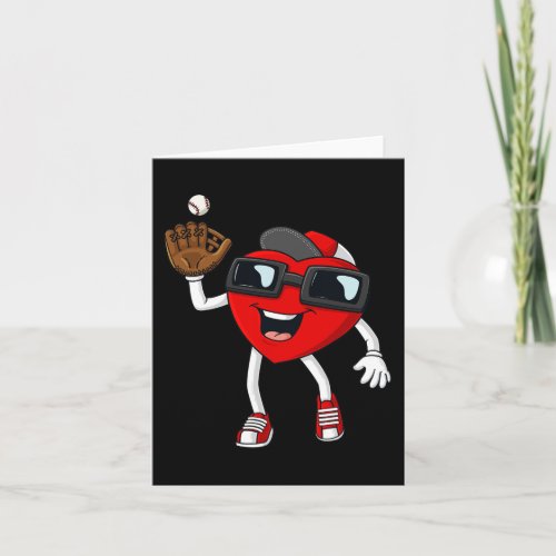 Valentines Day Heart Catching A Baseball Fun Boys  Card