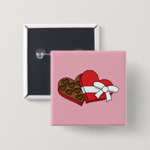 Valentine's Day Heart Chocolate Box Button