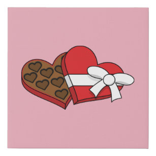 Valentine's Day Heart Chocolate Box Faux Canvas Print