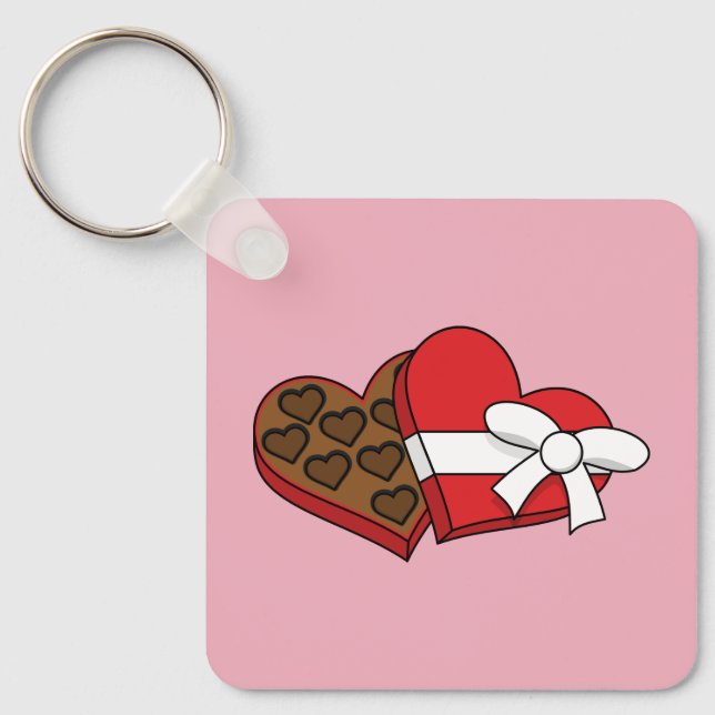 Valentine's Day Heart Chocolate Box Keychain (Front)