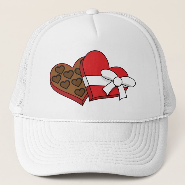 Valentine's Day Heart Chocolate Box Trucker Hat (Front)